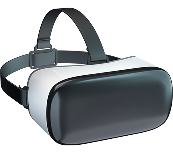 White VR headset with an adjustable strap