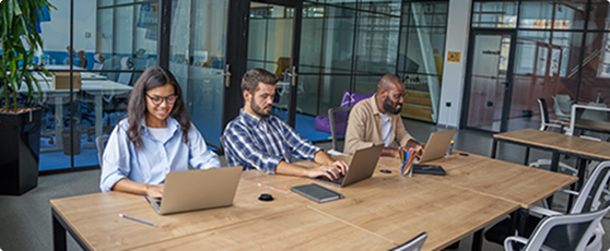 Our team collaborating at the office